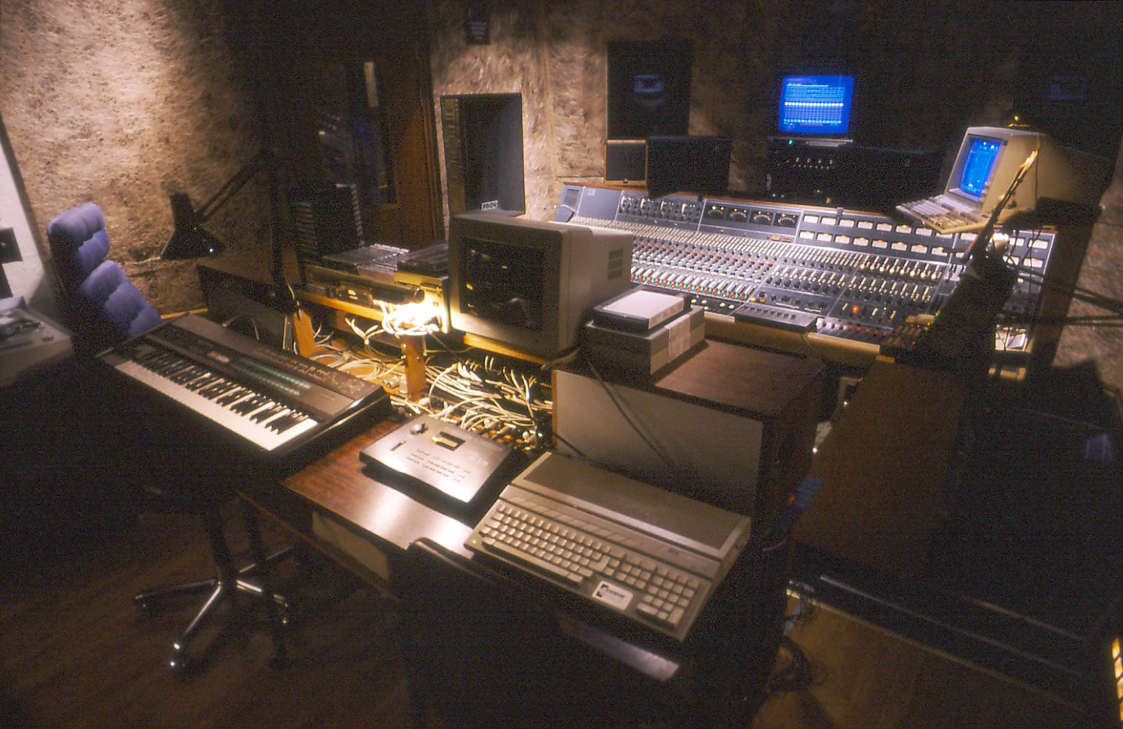 View of the control room in Studio 1 towards the recording rooms