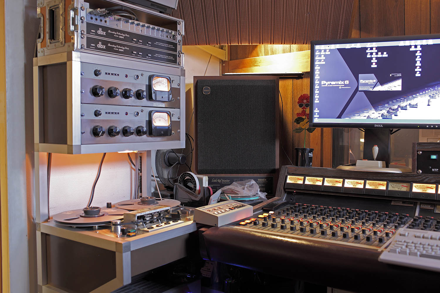 The control room in Studio 2 with Teac Pro master tape recorder