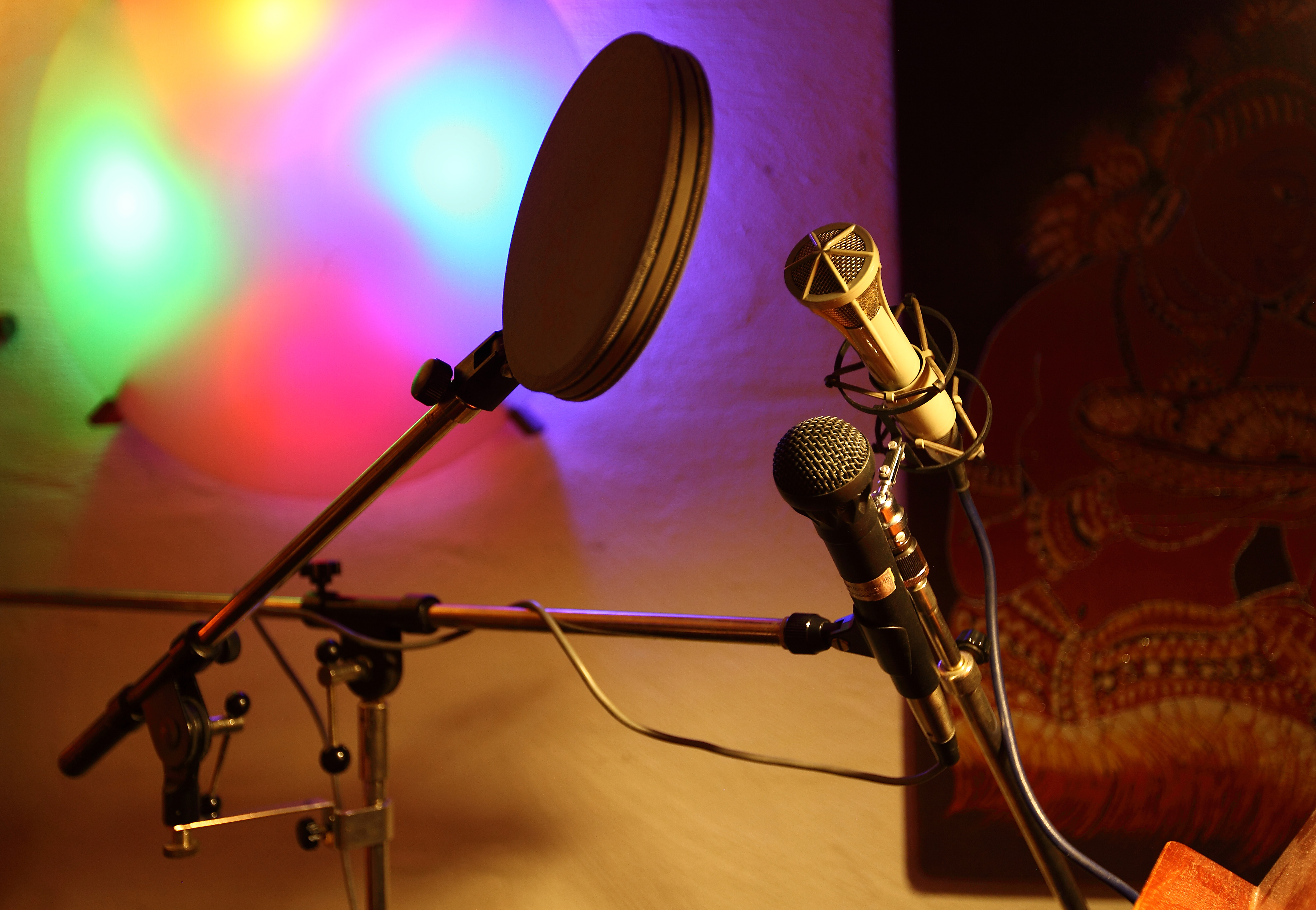 Microphones for addition of speaker or song tracks